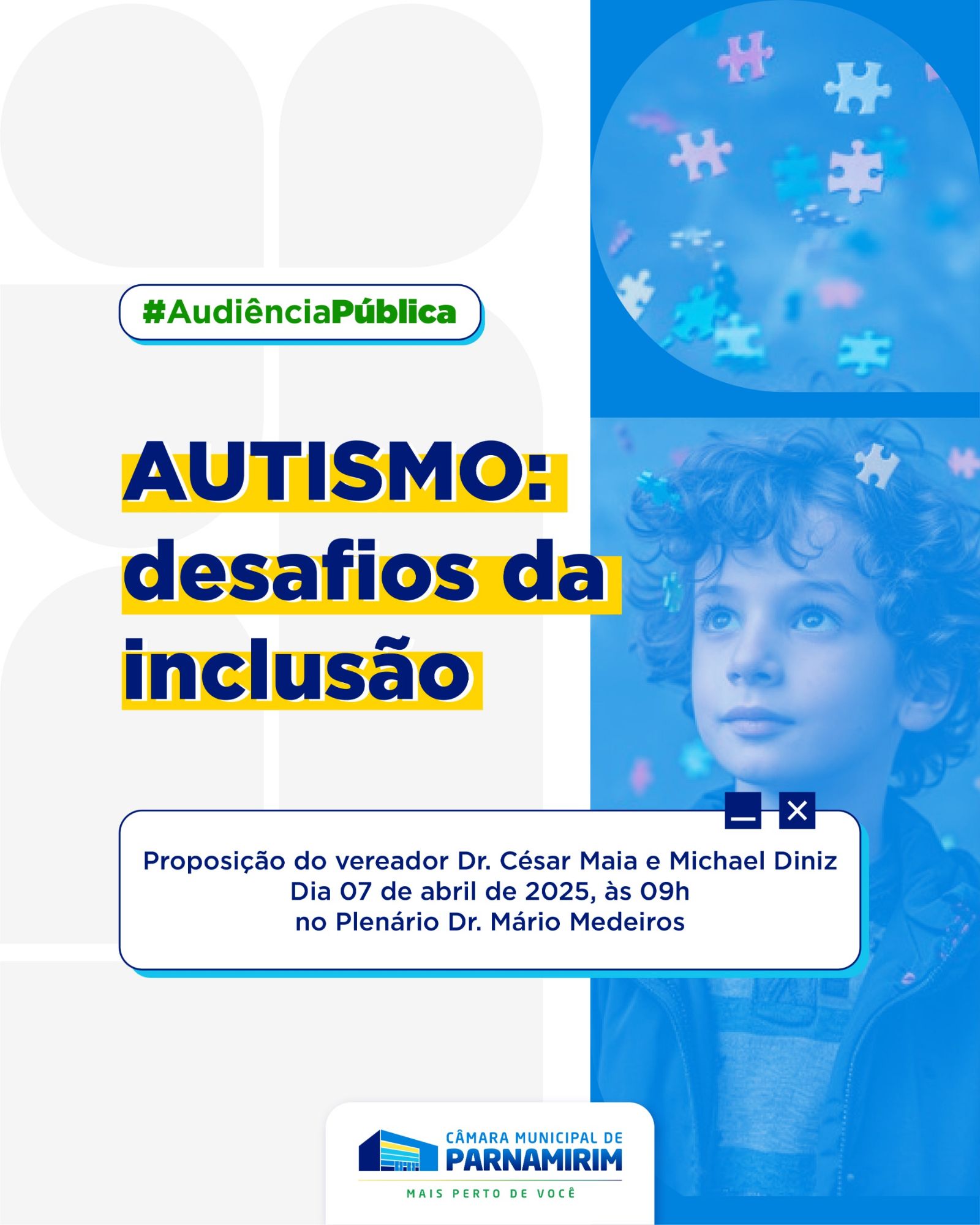 No momento, você está visualizando Inclusão de pessoas com Transtorno do Espectro Autista será debate na Câmara de Parnamirim