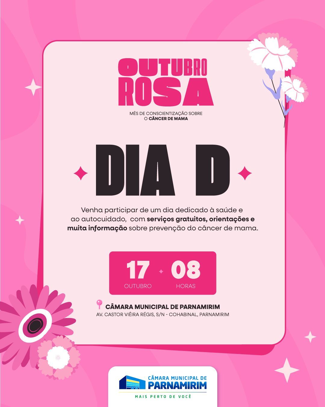 No momento, você está visualizando Câmara de Parnamirim no mês do Outubro Rosa, foca no autocuidado feminino